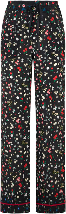 Valentino Black pants with floral pattern, versatile and modern.