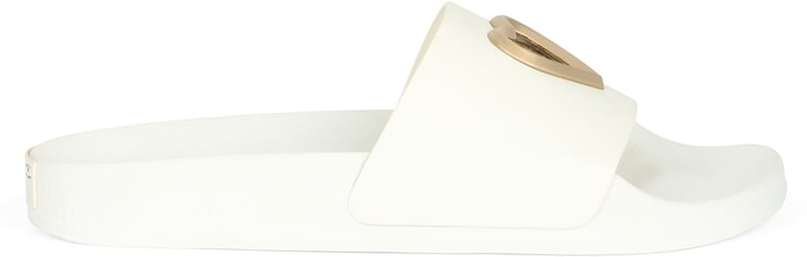 Valentino White minimalist ciabatta in elegant synthetic material.