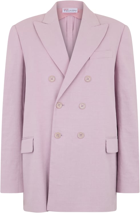 Valentino Elegant double-breasted pink blazer.