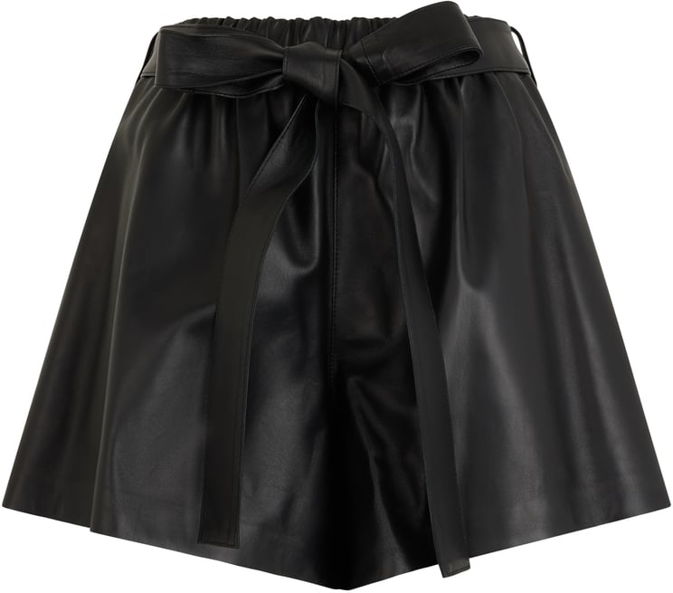 Valentino Black leather shorts with an elegant and versatile design.