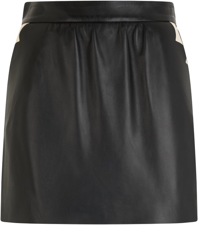 Valentino Elegant short black leather skirt.