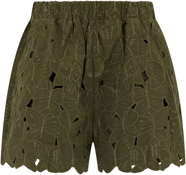 Valentino Light olive green summer shorts with perforations.