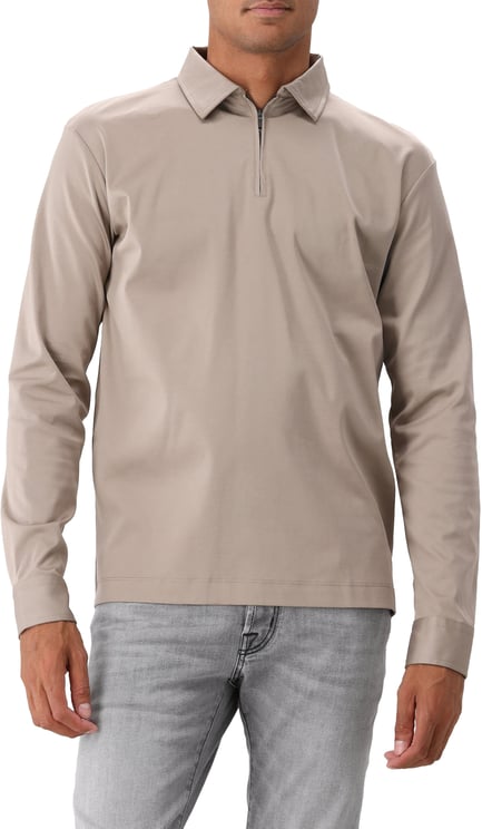 Valenza Valenza Longsleeve Polo Lead Grey Zip Collar
