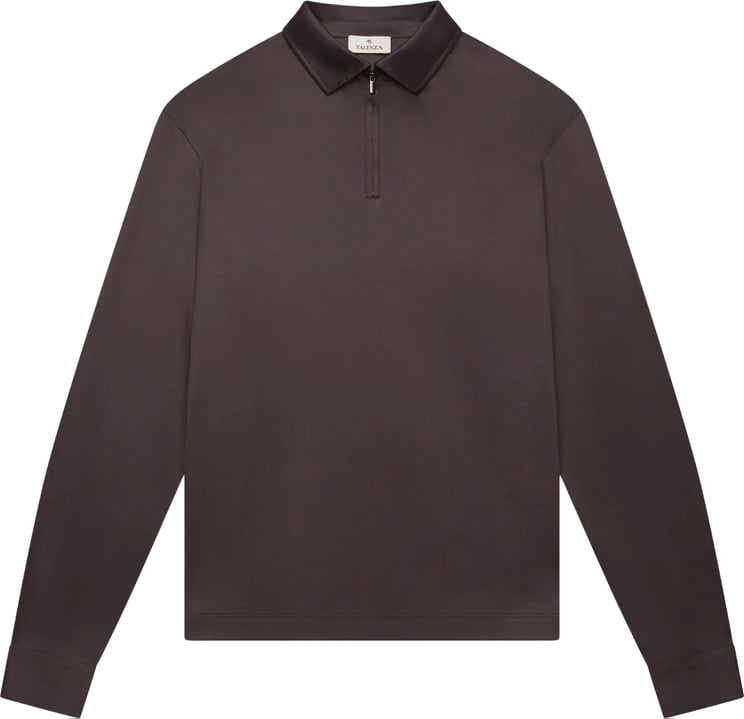 Valenza Valenza Supima Polo Zip Collar L/s Polos Donkerbruin 1172