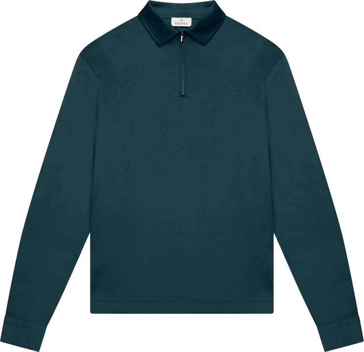 Valenza Valenza Supima Polo Zip Collar L/s Polos Donkergroen 1172