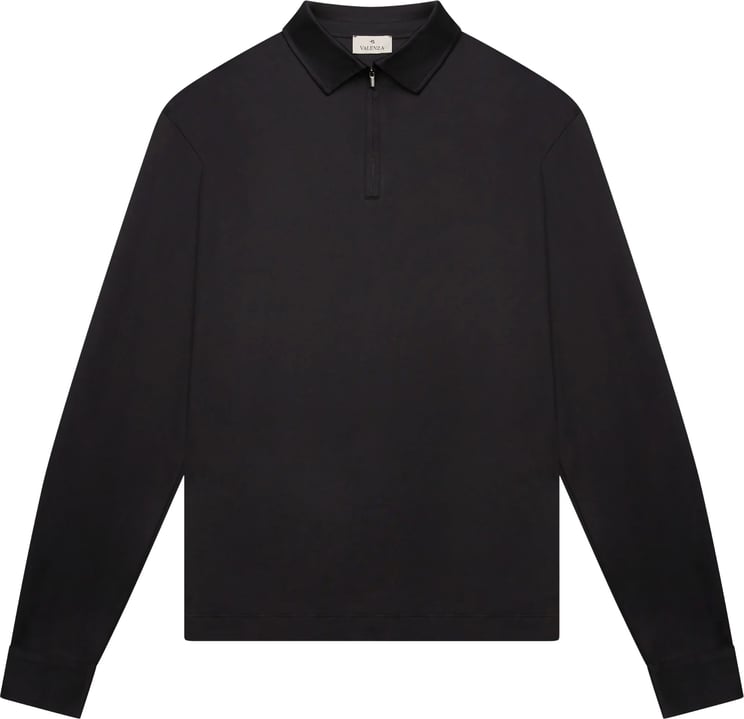 Valenza Valenza Supima Polo Zip Collar L/s Polos Zwart 1172