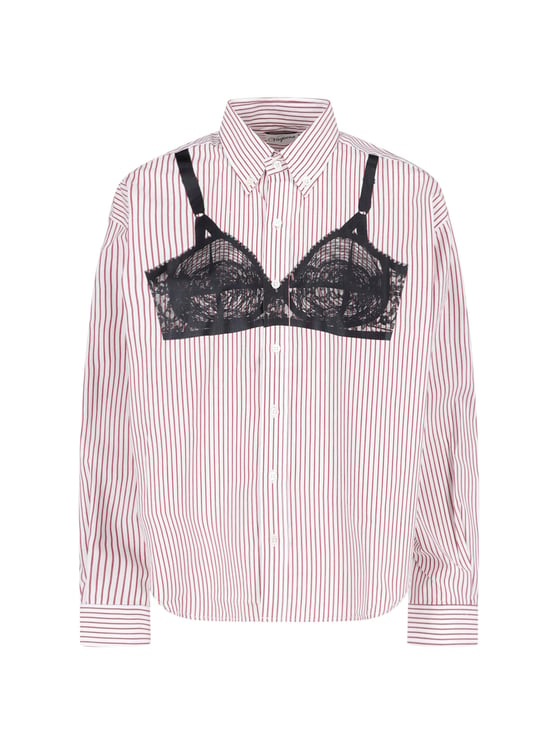 VAQUERA Red/White Striped Lace Overlay Shirt