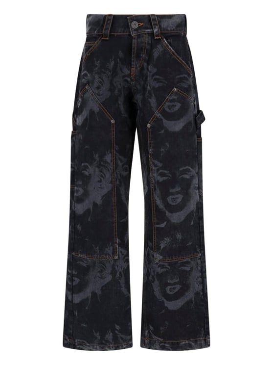 VAQUERA Blue Wide-Leg Faded Print Jeans