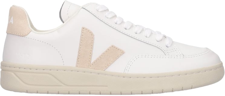 Veja White minimalist sneakers with elegant beige details