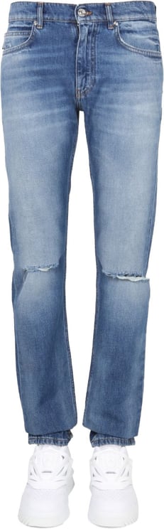 Versace Straight-Leg Jeans With Distressed Detailing