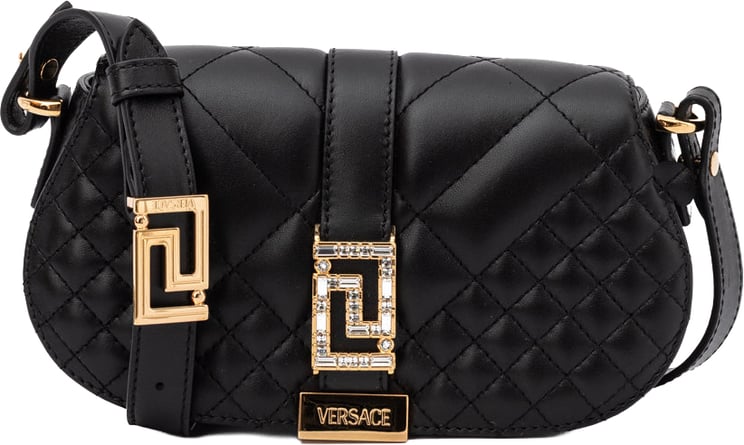 Versace Versace Black Leather Quilted Shoulder Strap Bag