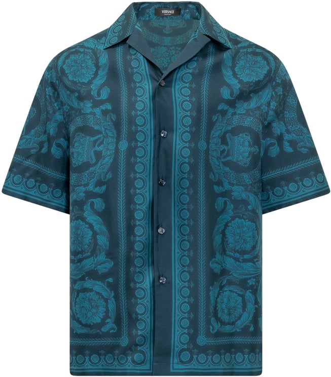 Versace Camicia Informal a Maniche Corte con Stampa Ornamentale