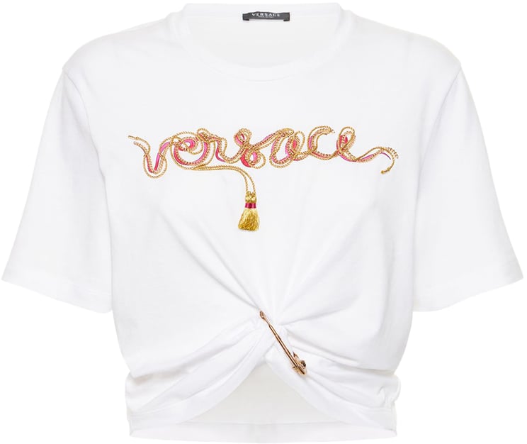 Versace Cropped T-shirt with logo