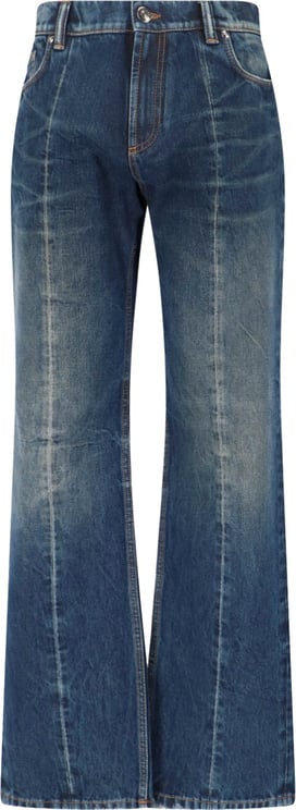 Versace Blue Wide-Leg Distressed Denim Jeans