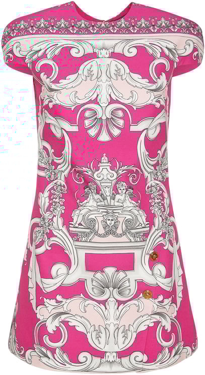 Versace Summer floral dress in pink with short sleeves
