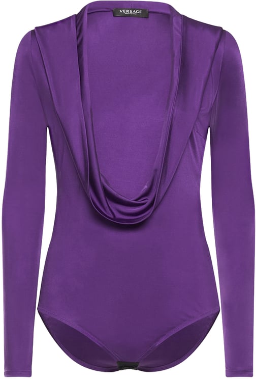 Versace Elegant Purple Bodysuit with Deep V-Neck