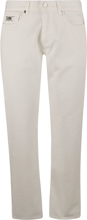 Versace Straight-Leg White Denim Jeans With Design