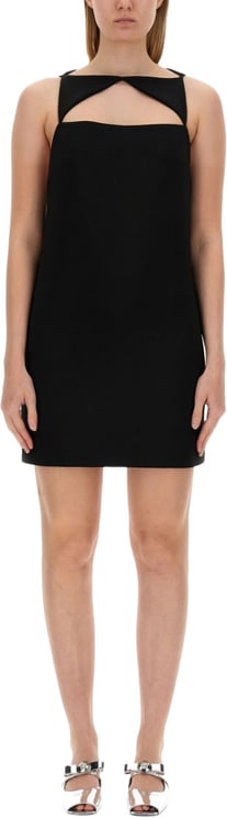 Versace Wool Blend Straight Mini Dress With Cut-Out