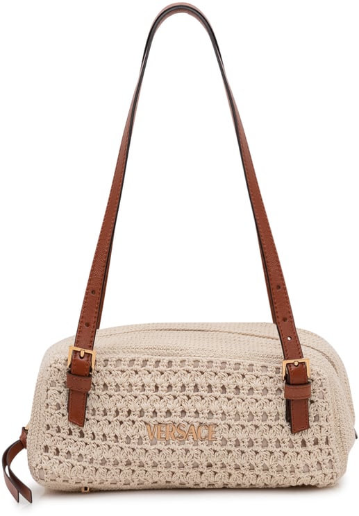 Versace Borsa Fabric a spalla con Tracolla Regolabile e Logo Frontale