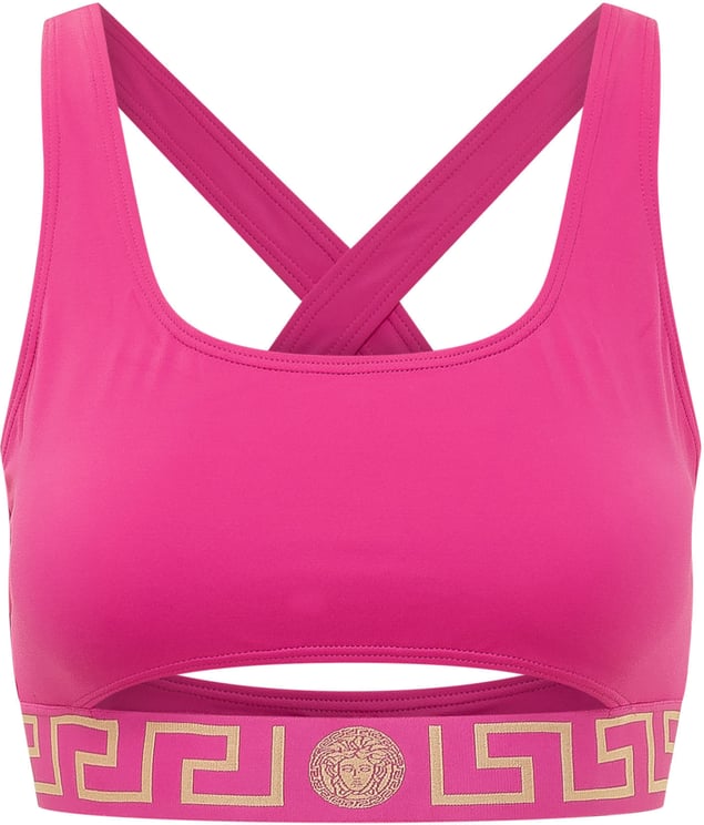 Versace Top Bikini con Spalline Incrociate e Fascia Logata