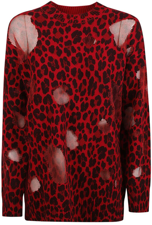 Versace Leopard Print Sweater With Strategic Cutouts