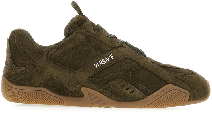 Versace Versace Dark green suede sneakers