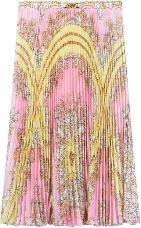 Versace Gonna Plissé con Stampa Ornamentale
