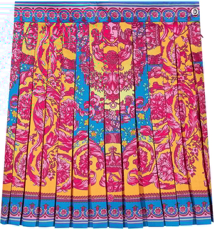 Versace Gonna Plissé con Stampa Barocca