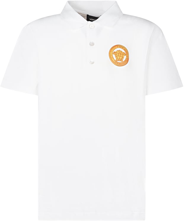 Versace Polo in Piquet con Colletto e Logo Applicato