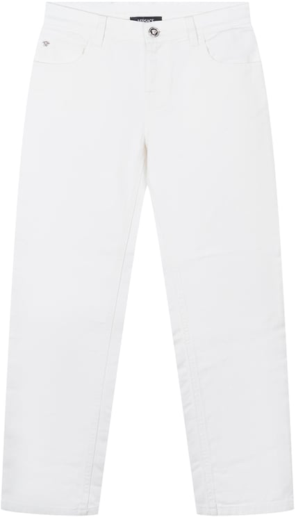 Versace Pantaloni in Denim con Cinque Tasche e Chiusura con Bottone