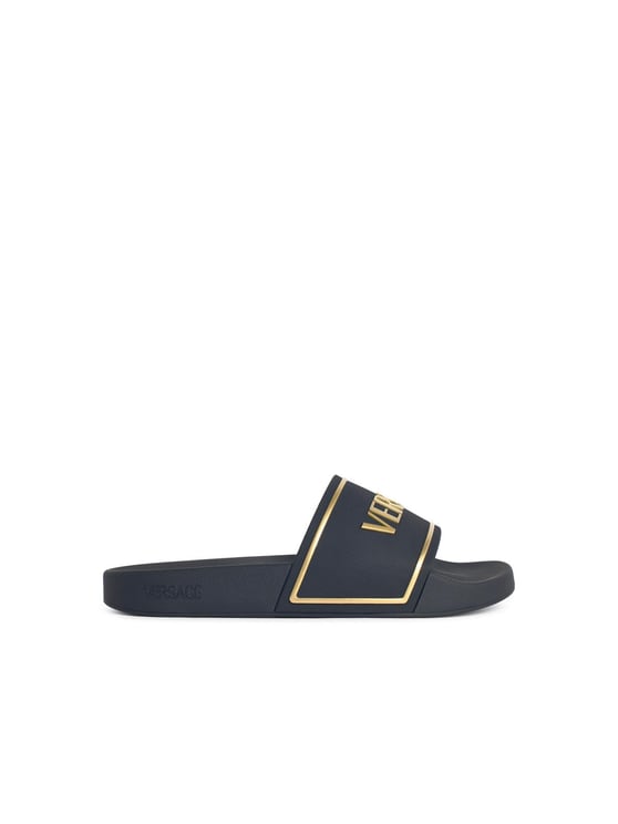 Versace Black Rubber Slippers