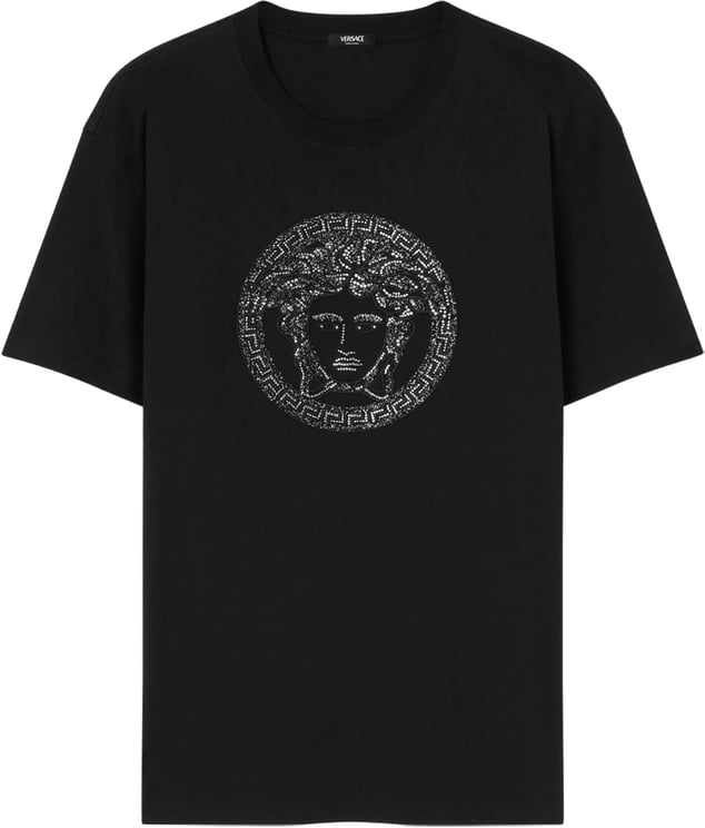 Versace Medusa Embroidery Microcrystal Cotton T-shirt