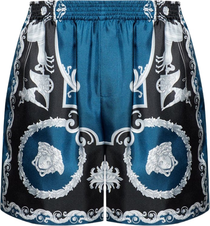 Versace Baroque-Printed Silk-Nylon Shorts with Elastic Waistband