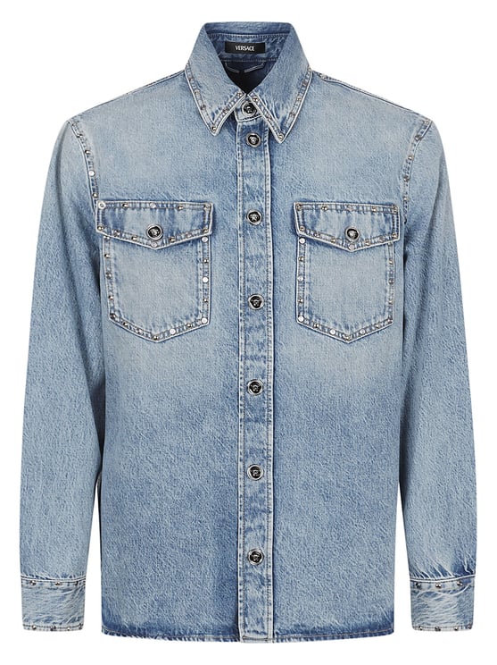 Versace Classic Denim Shirt With Buttoned Cuffs