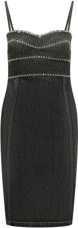 Versace Abito Dress Denim Stone con Spalline e Applicazioni