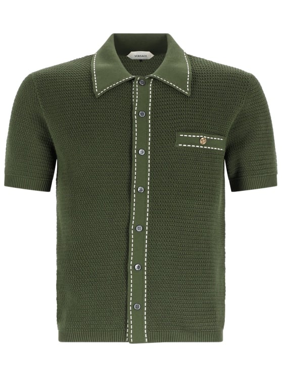 Versace Short-Sleeved Cropped Knit Shirt