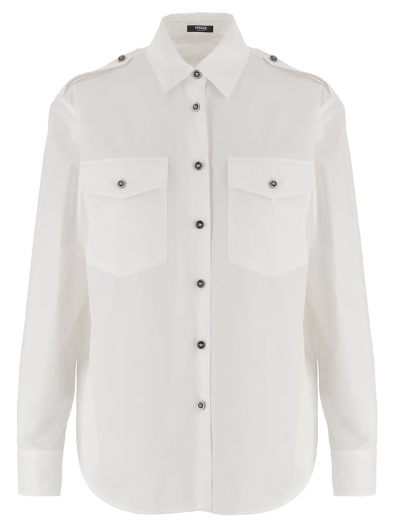 Versace Cotton Shirt With Contrasting Buttons