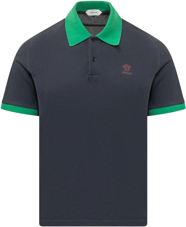 Versace Polo Piquet con Logo Ricamato