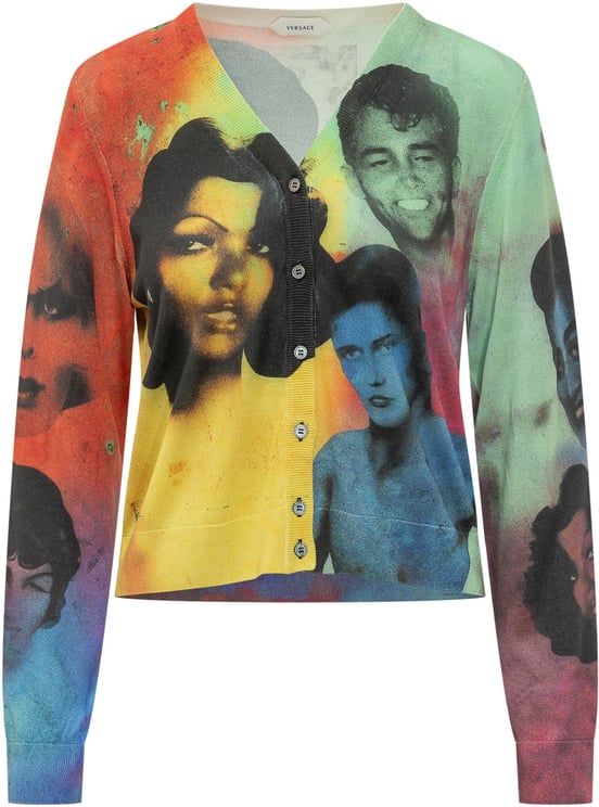 Versace Cardigan con Bottoni e Stampa