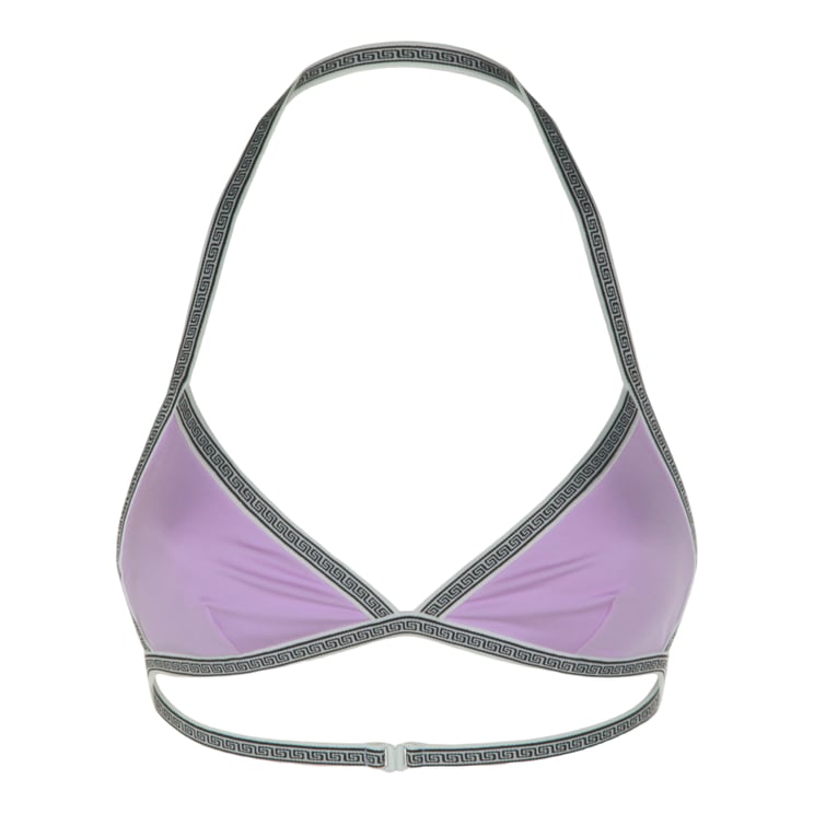 Versace Triangle Bikini Top with Greek Key Pattern Trim