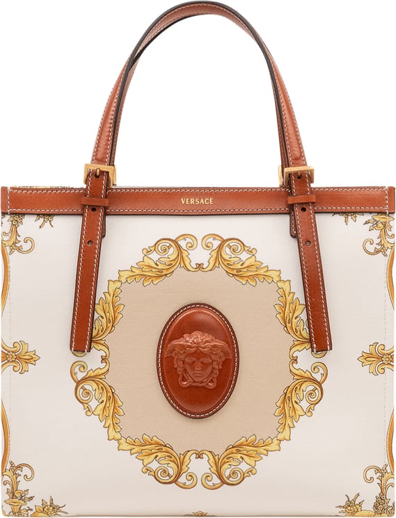 Versace Borsa Tote Media con Stampa Ornamentale e Logo
