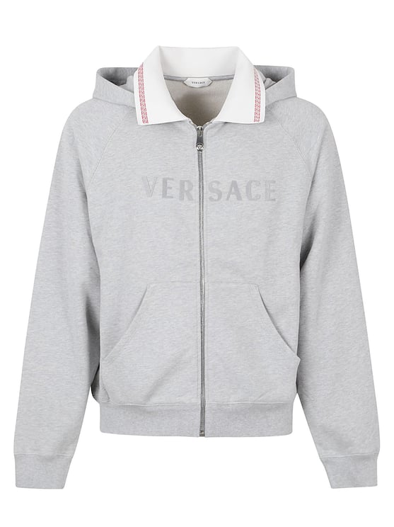 Versace Zip-up Grey Knitwear Sweater with Hood