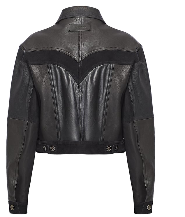 Versace Structured Leather Jacket with Suede Inserts
