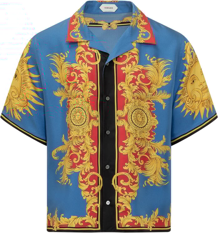 Versace Camicia Informale in Seta con Stampa Barocca