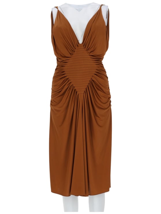 Versace Viscosa Ruched Sleeveless Midi Dress