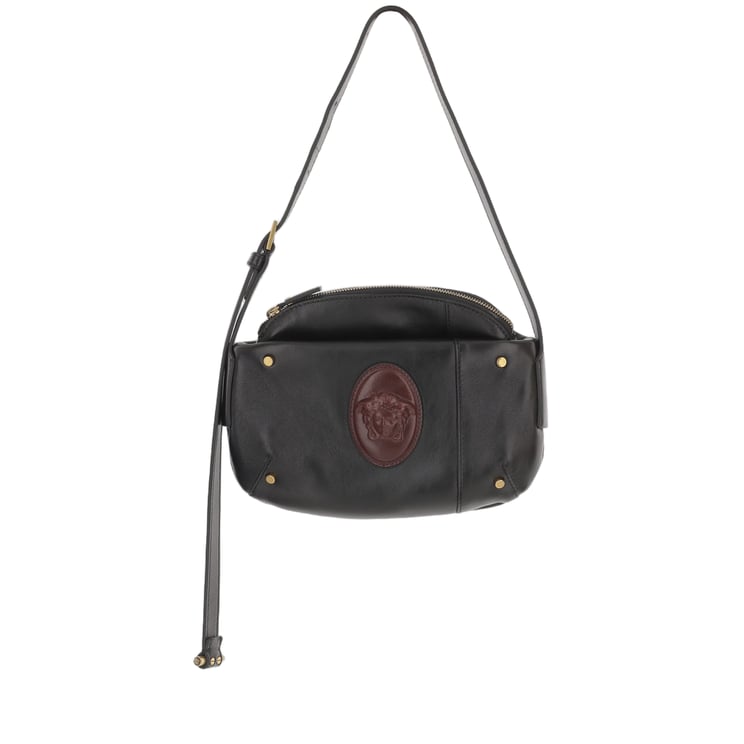 Versace Leather Shoulder Bag With Medusa Logo