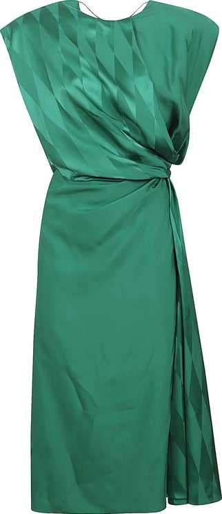 Versace Draped Twisted Knot Silk-Blend Midi Dress