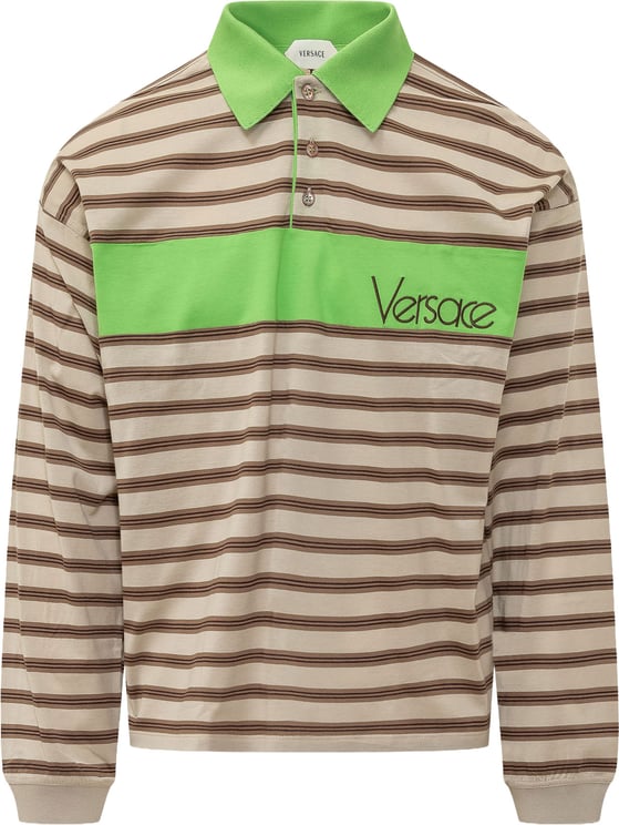 Versace Polo a Righe con Logo