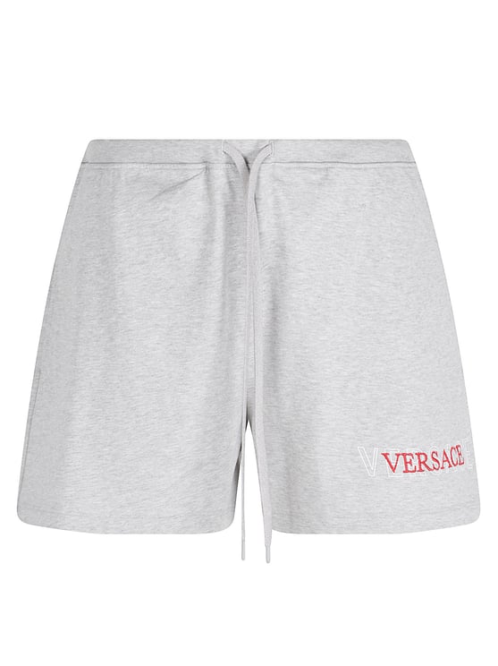 Versace Jersey Cotton Shorts with Drawstring Waist and Embroidered Logo