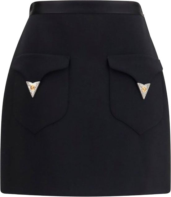 Versace Versace Black Wool Oves Aries Mini Skirt